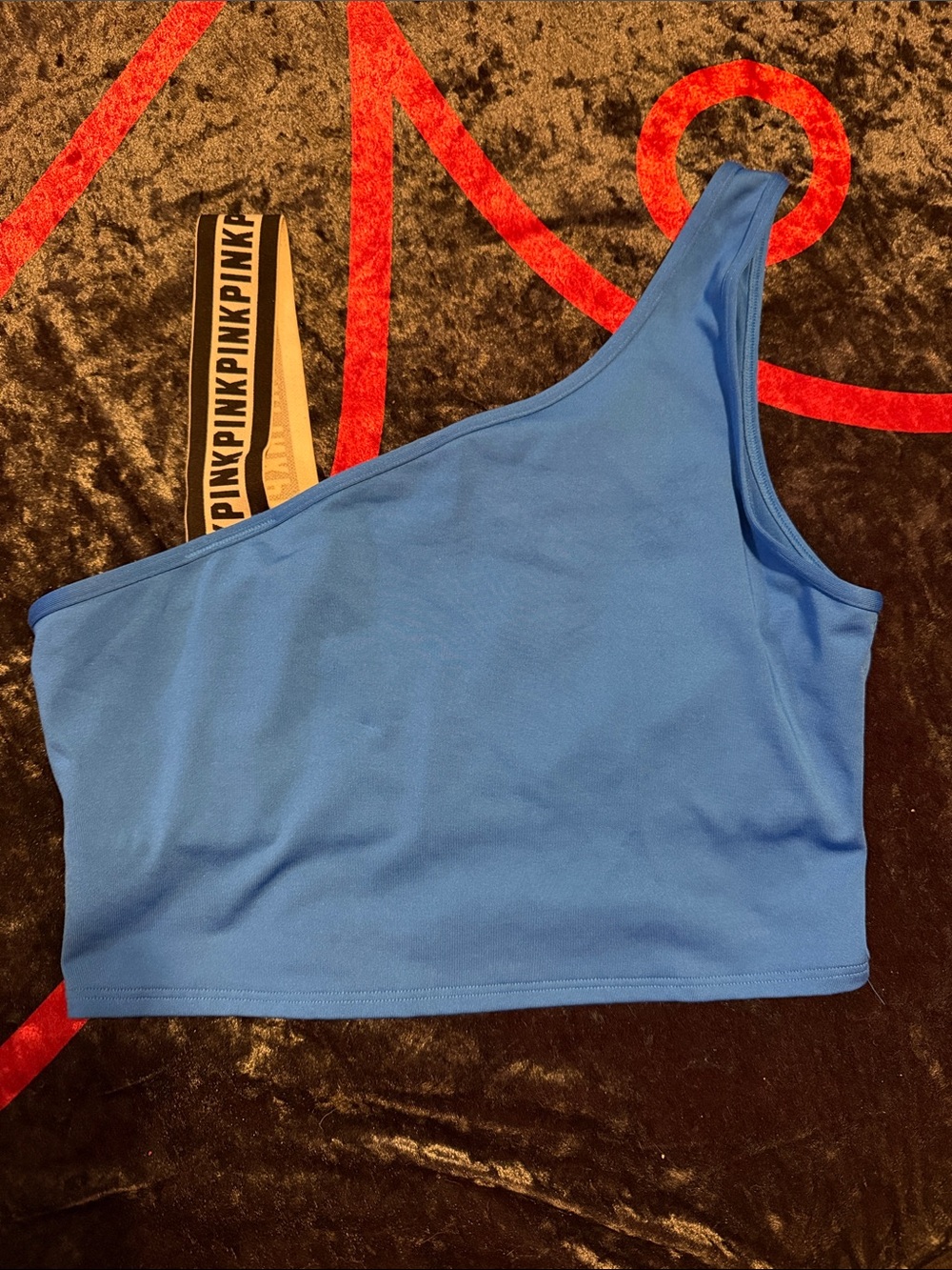PINK Victoria's Secret Asymmetric One-Shoulder Royal Blue Crop Top